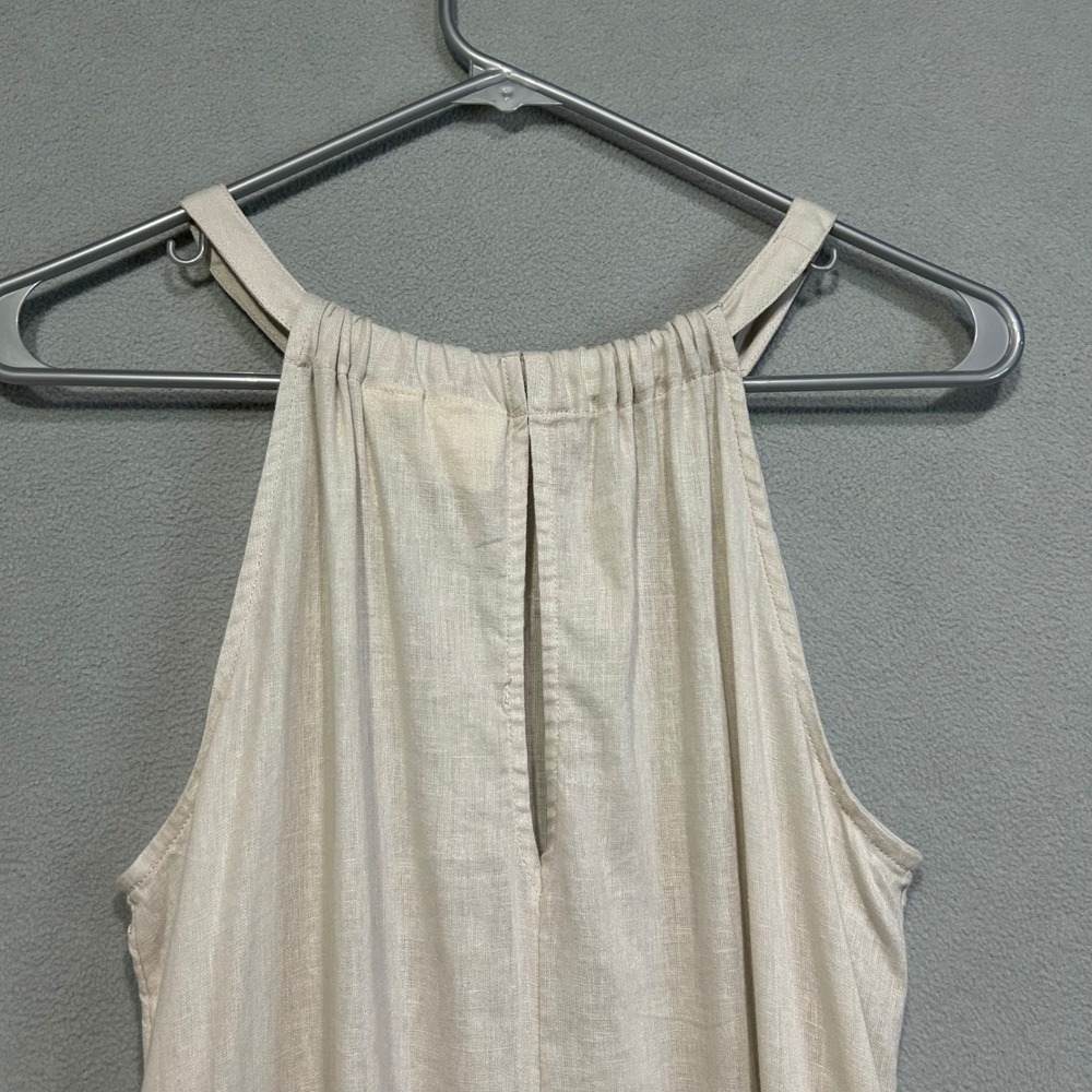 C&C California Halter Dress Womens Small Cream Linen Blend Shift Mini - Picture 4 of 6